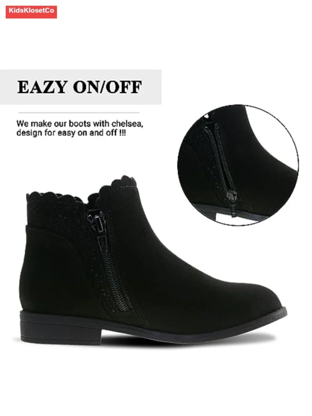 Girls Ankle Boots Bow Side Zipper Low Heel Suede Microsuede Outdoor Warm Shoes